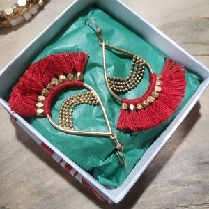 Stella & Dot Red Frige Earrings